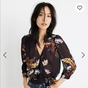 Madewell Wrap Top in Blooming Oasis Size S